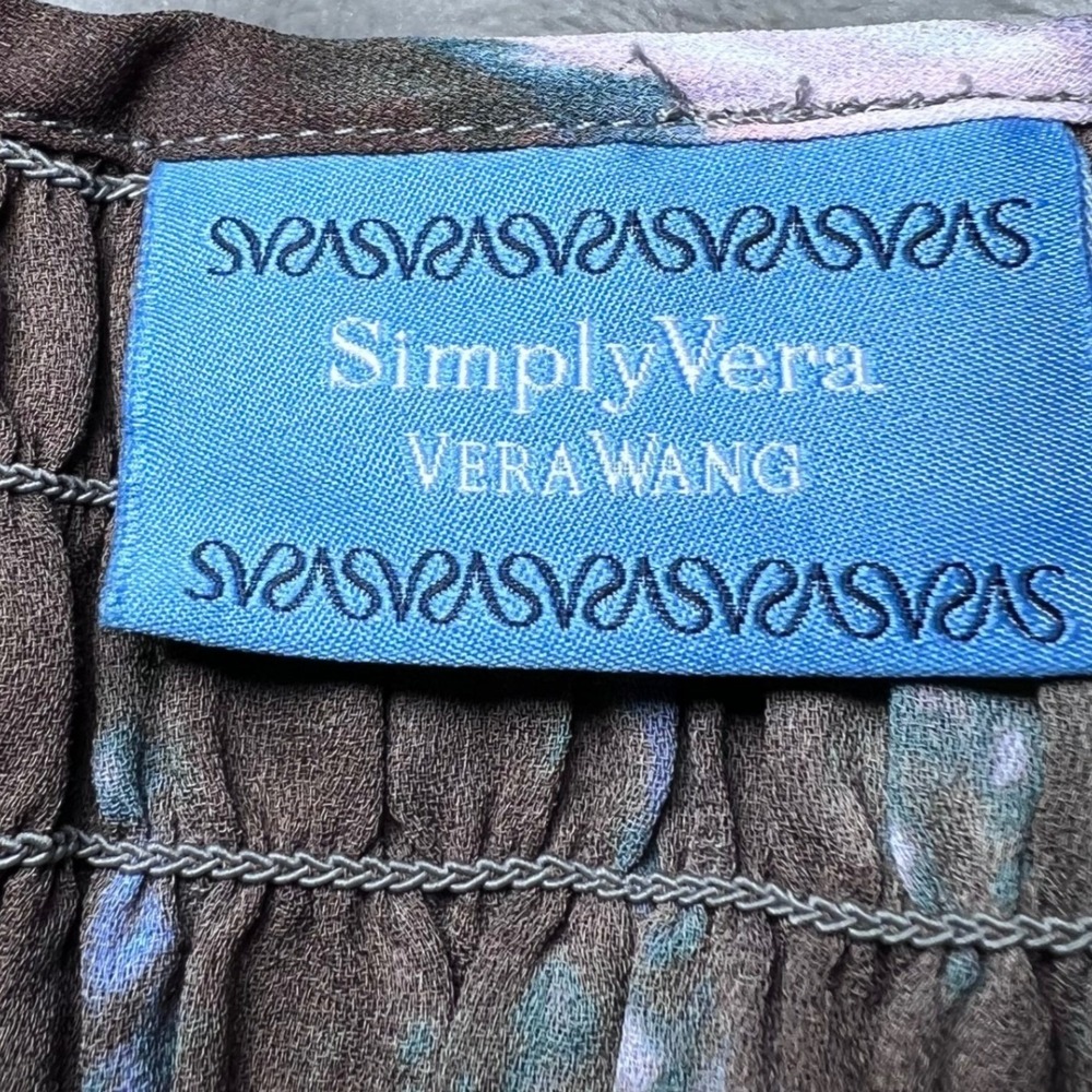 Simply Vera Vera Wang Womens Size Large Tie Neck Top Smocked Sleeveless Tie Dye - Picture 4 of 16